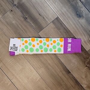 THE COLOR RUN knee high socks polka dot purple green orange neon